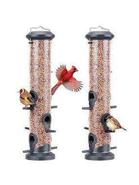 New 2 Pack Tube Feeders with 6 Feeding Ports for Outdoors Hanging